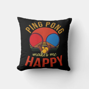 Ping Pong Makes Me Happy Design Table Tennis   Throw Pillow
