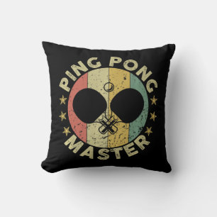 Ping Pong Master Champion Table Tennis Coach Paddl Throw Pillow