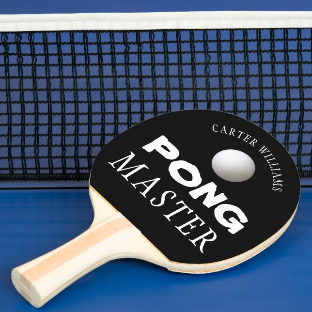 PING PONG MASTER Personalized Editable Black Paddle (Insitu)