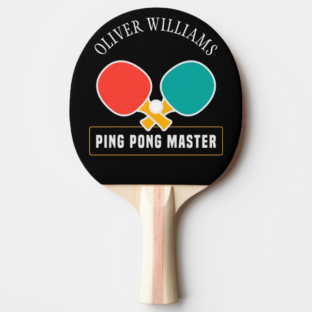 PING PONG MASTER Personalized Editable Black Ping Pong Paddle (Front)
