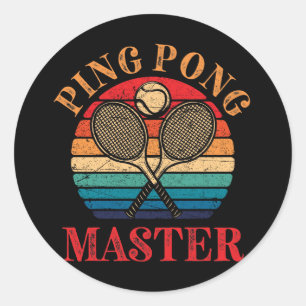 Ping Pong Master Table Tennis Paddle Classic Round Sticker