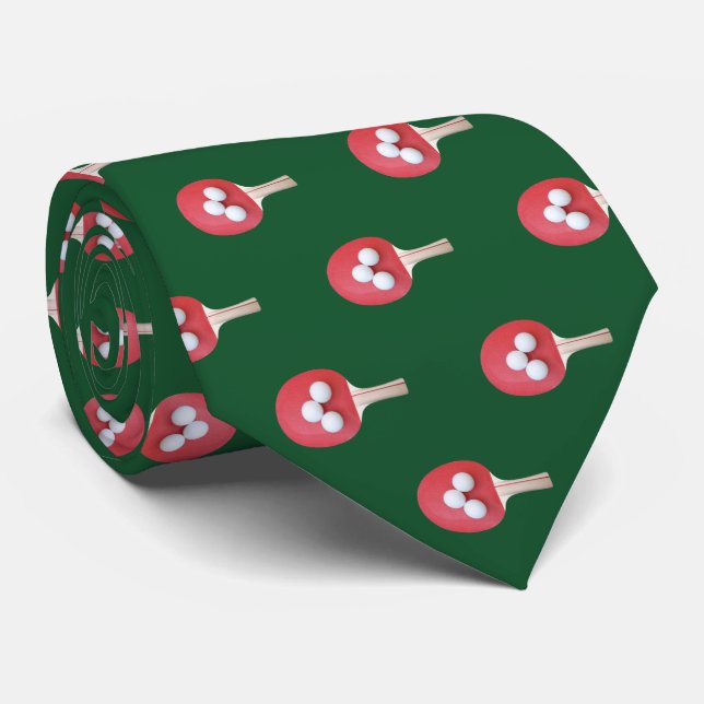 Ping Pong Paddle and Balls Colour Customizable Tie (Rolled)