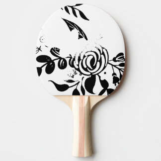 Ping Pong Paddle Black & White Faded Floral