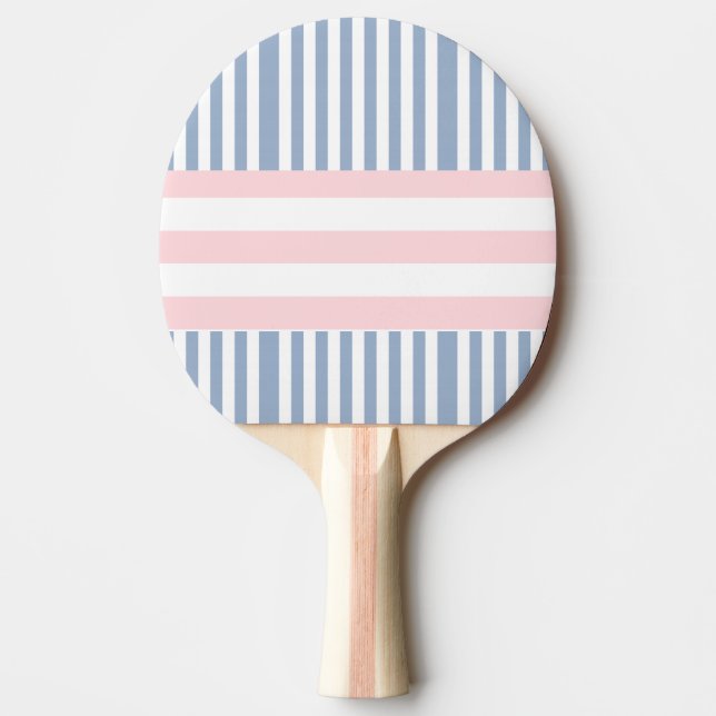 Ping Pong Paddle Blue Pink & White Stripe (Front)