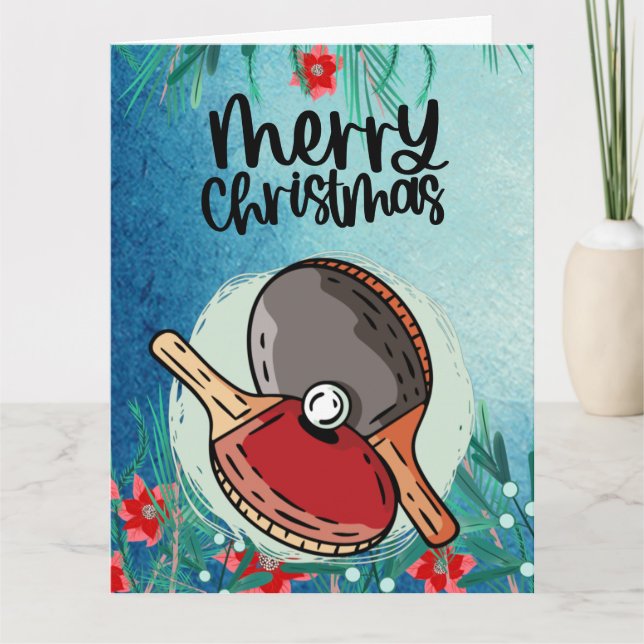 Ping Pong Paddle  Christmas Greeting Card (Front)