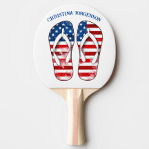 Ping Pong Paddle - Patriotic Flip Flop Design