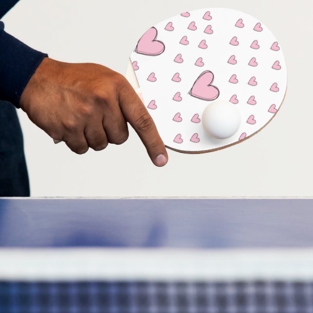 Ping Pong Paddle Pink Hearts  (Insitu)