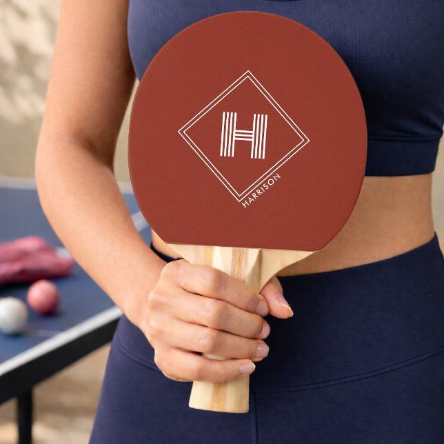 Ping Pong Paddle | Stylish Geometric Monogrammed (Creator Uploaded)