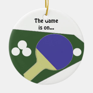 Ping Pong Paddle with Balls Ceramic Ornament