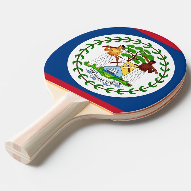 Ping pong paddle with Flag of Belize (Front Angle)