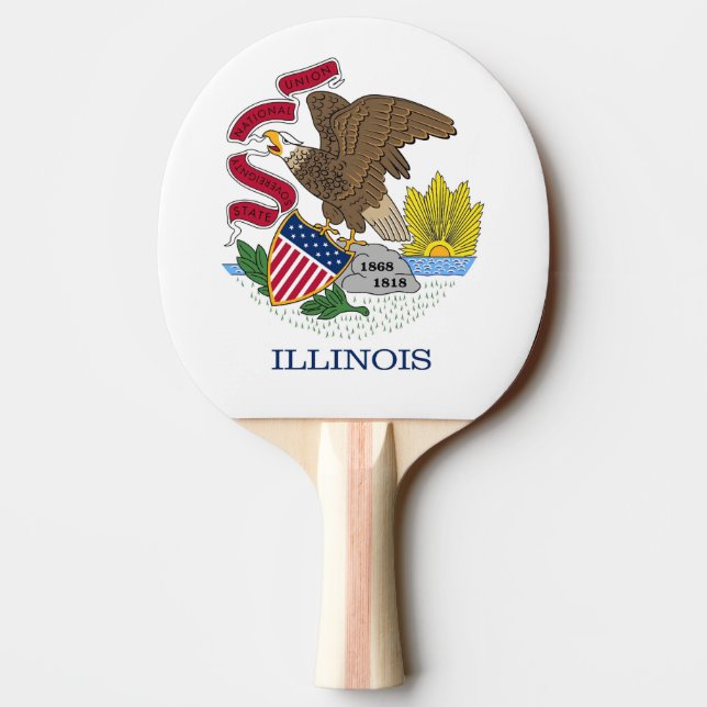 Ping pong paddle with Flag of Illinois, USA (Back)