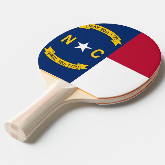 Ping pong paddle with Flag of North Carolina, USA (Front Angle)