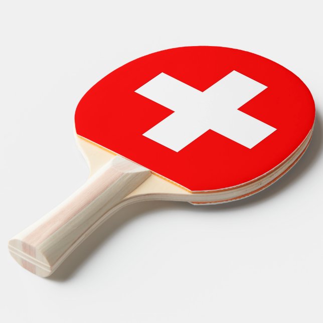 Ping pong paddle with Flag of Switzerland (Front Angle)