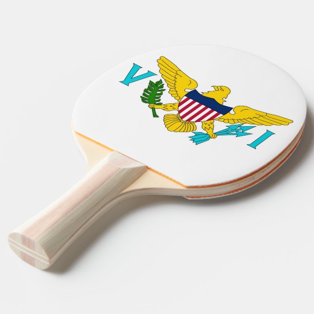 Ping pong paddle with Flag of Virgin Island, USA (Front Angle)