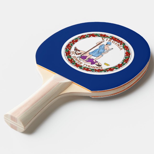 Ping pong paddle with Flag of Virginia, USA (Front Angle)