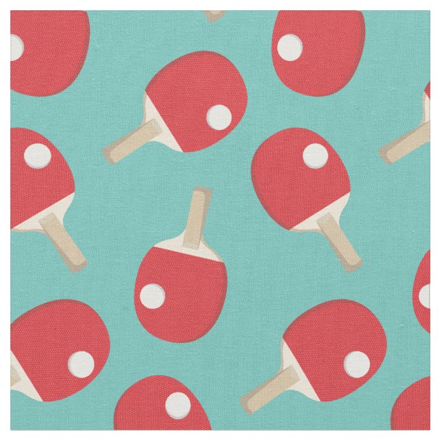 Ping Pong Paddles Balls Games Fabric (Close Up)