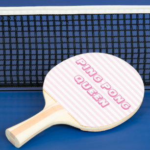 Ping Pong Queen - Cute Blush Pink Striped  Ping Pong Paddle