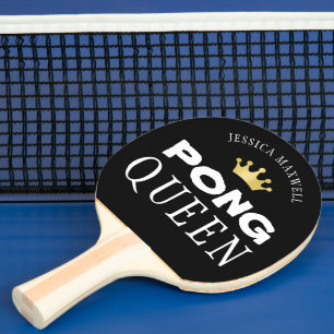 PING PONG QUEEN Name Editable Black 2-Sided Ping Pong Paddle