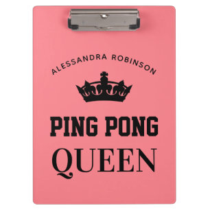 Ping Pong Queen Name personalized Clipboard