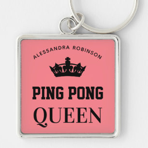 Ping Pong Queen Name personalized Keychain