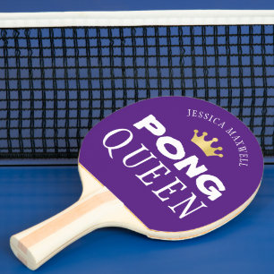 Ping Pong Queen Personalized Editable Purple Colou Paddle