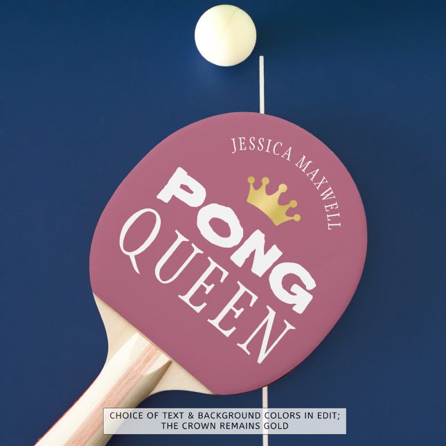 PING PONG QUEEN Personalized Editable Rose Gold Ping Pong Paddle (Creator Uploaded)