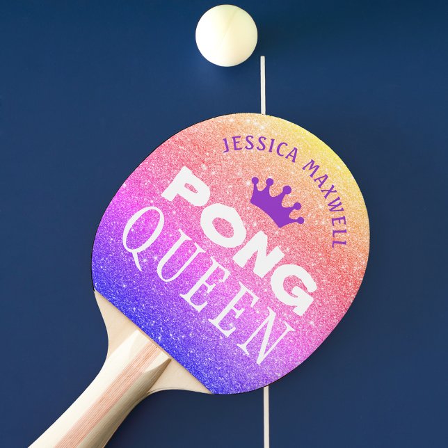 PING PONG QUEEN Personalized Multi Colour Glitter Ping Pong Paddle (Creator Uploaded)