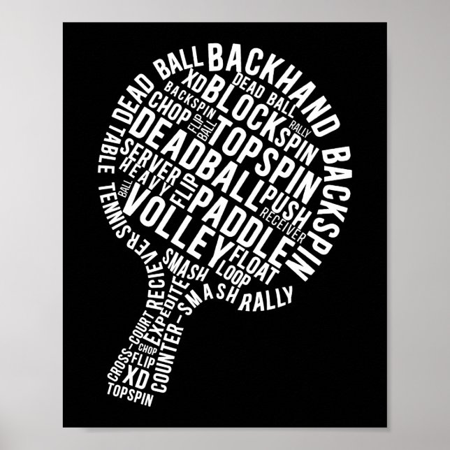 Ping Pong Table Tennis Backhand Backspin Block Poster (Front)