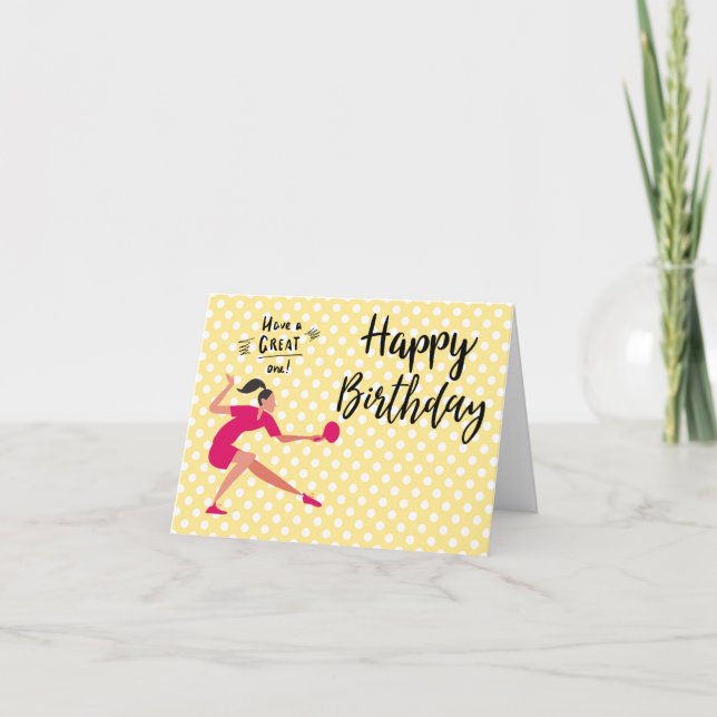 Ping Pong Table Tennis Birthday Girl Card (Front)