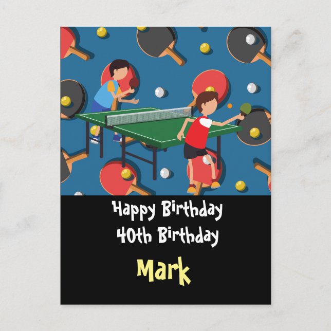 Ping pong Table Tennis Carte Anniversaire (Devant)
