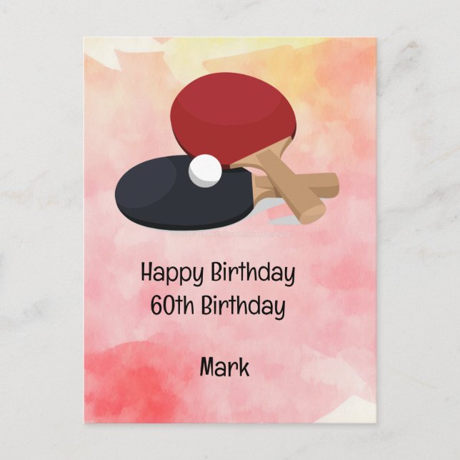 Ping pong Table Tennis Carte Anniversaire (Devant)
