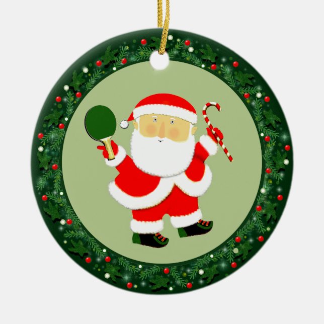 Ping-pong Table Tennis Christmas Ceramic Ornament (Front)