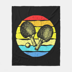 Ping Pong Table Tennis Lovers Retro  Fleece Blanket