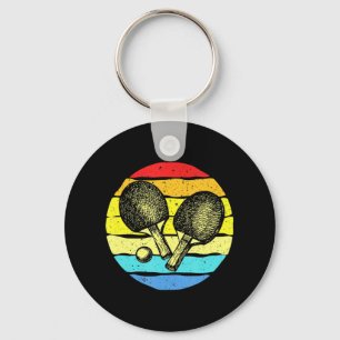 Ping Pong Table Tennis Lovers Retro Keychain