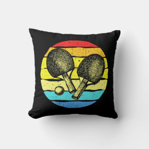 Ping Pong Table Tennis Lovers Retro  Throw Pillow