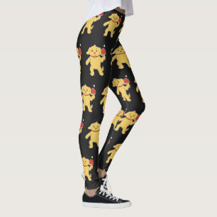 Ping Pong Table Tennis on black for woman player L Leggings