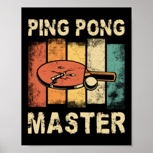 Ping Pong Table Tennis Ping Pong Master Retro Poster