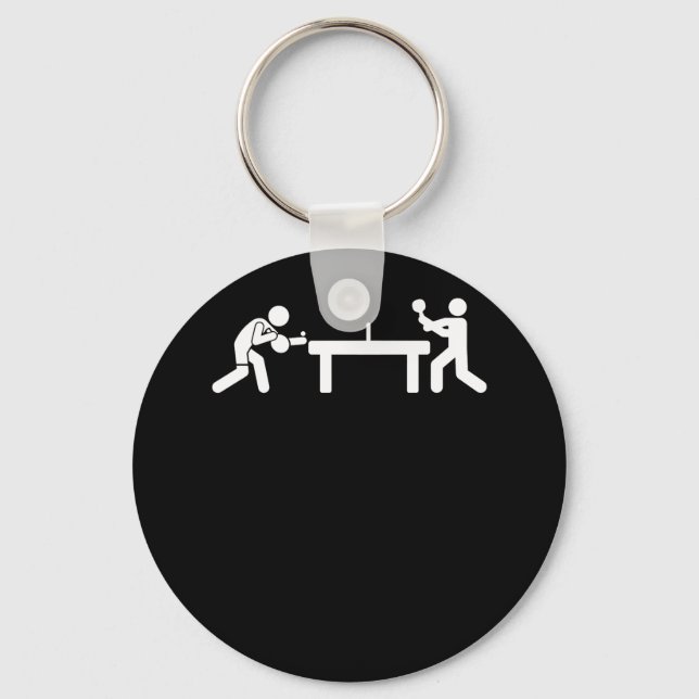 Ping Pong Table Tennis Stick Figures Pingpong Keychain (Front)