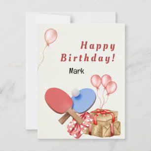 Ping pong Table Tennis themed Birthday Card