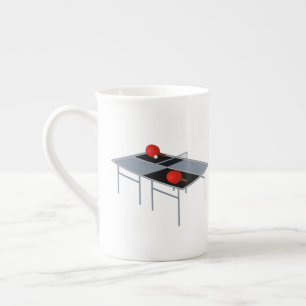 Ping Pong Table With Bats And Ball, Bone China Mug