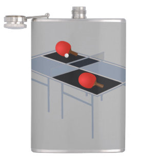 Ping Pong Table With Bats And Ball, Hip Flask