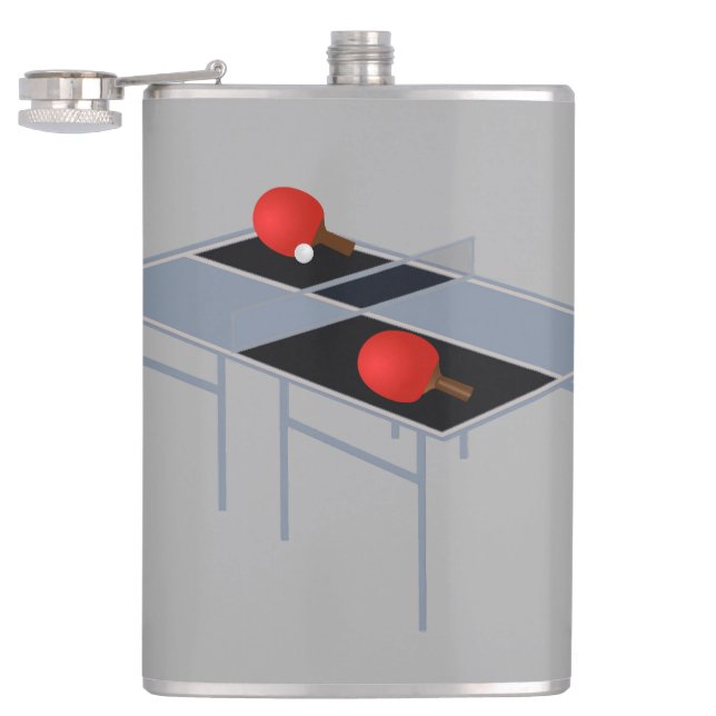 Ping Pong Table With Bats And Ball, Hip Flask (Opened)