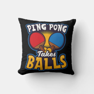 Ping Pong Takes Balls Design Table Tennis   Throw Pillow