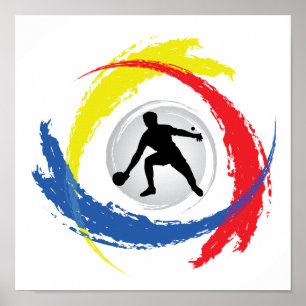 Ping Pong Tricolor Emblem Poster