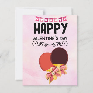 Ping Pong Valentine's Heart Table Tennis Player Holiday Card