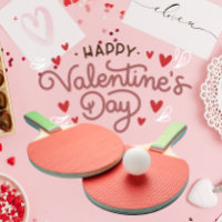Ping Pong Valentine's Heart Table Tennis Player