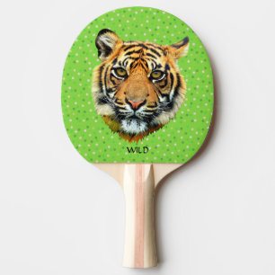 Ping Pong Visage d'animal de tigre sauvage sur raquette de p