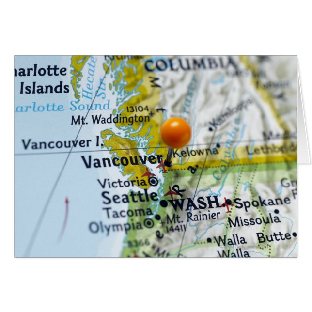 Pingle de carte placée à Vancouver, Canada sur la  (Devant horizontal)