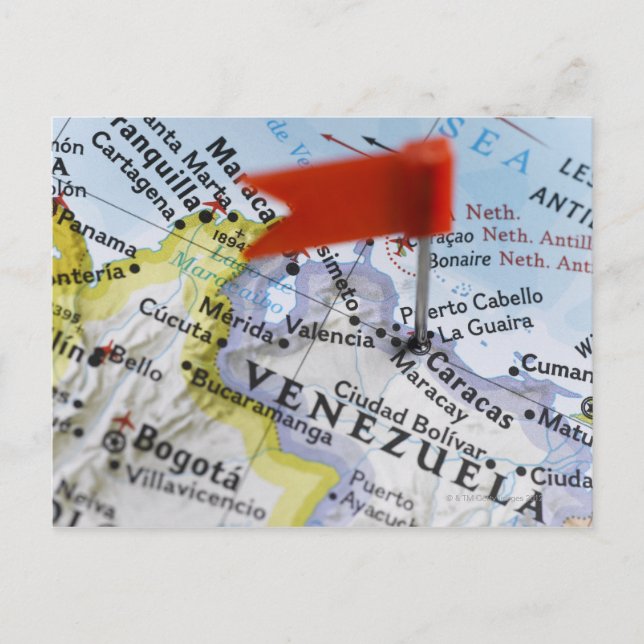 Pinglette de carte placée à Caracas, Venezuela sur (Devant)