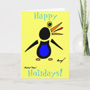 Pingouin Abstrait 'Joyeuses Fêtes ! ' Carte - Jaun